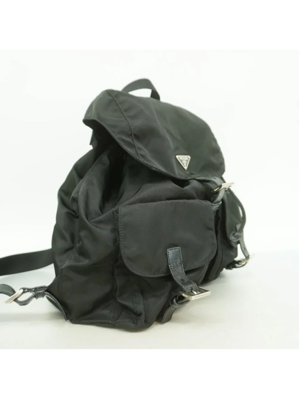 Prada Backpack Nylon Black Silver